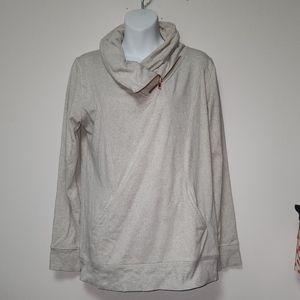 Maurcies Cream Sweatshirt Sweater Tunic with Zipper Cowl Neck S